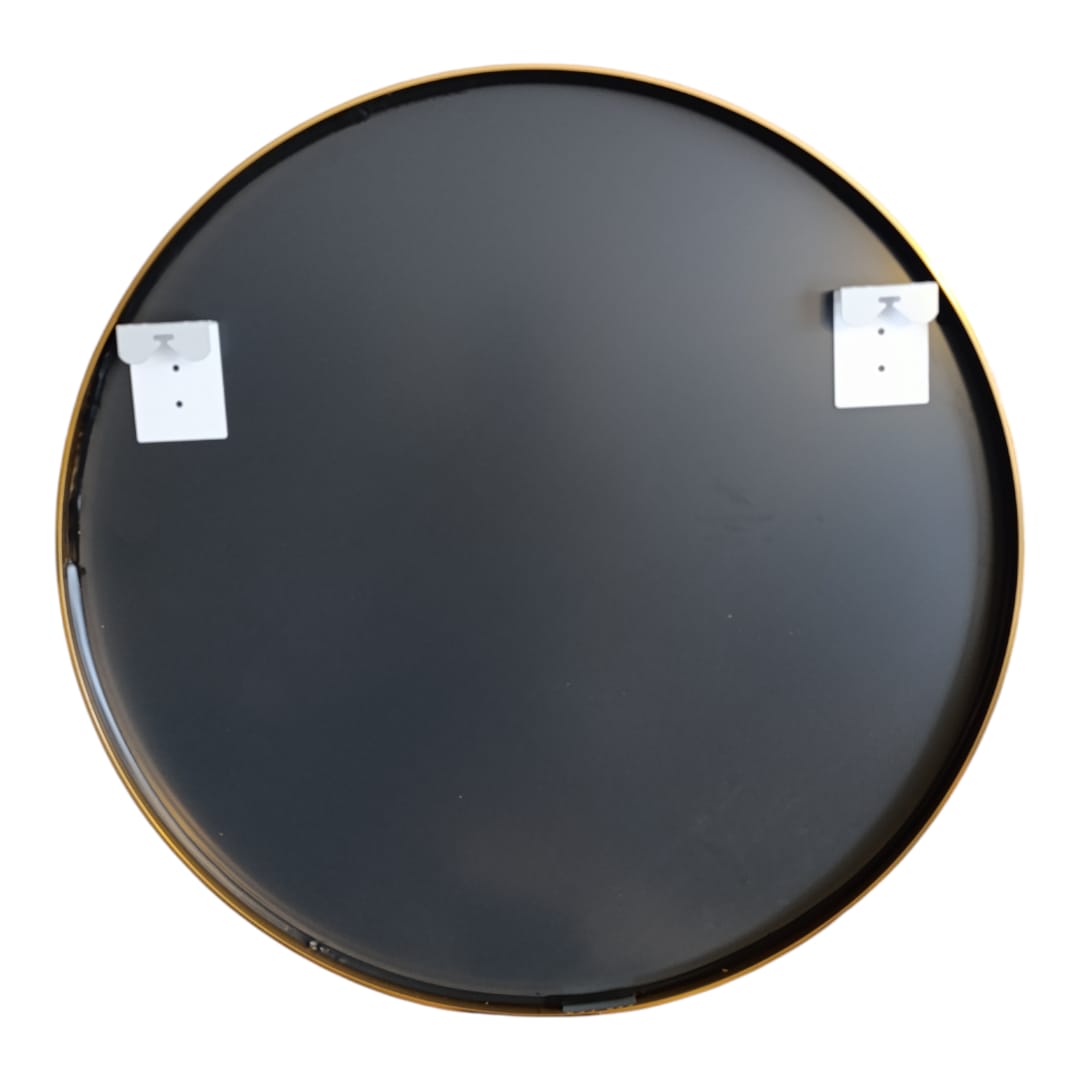 ESPEJO CIRCULAR 80 CM Ø, MARCO METAL CEPILLADO, DORADO/NEGRO - 4