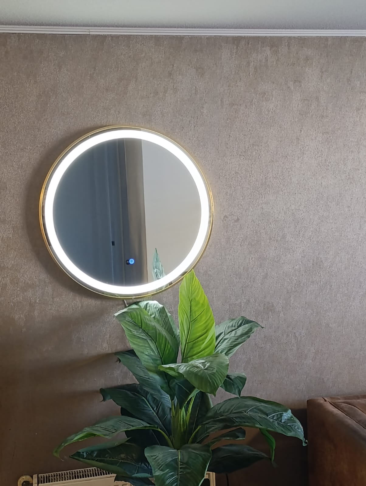 ESPEJO TOUCH LED REDONDO 70 CM Ø MARCO METAL DORADO - 1