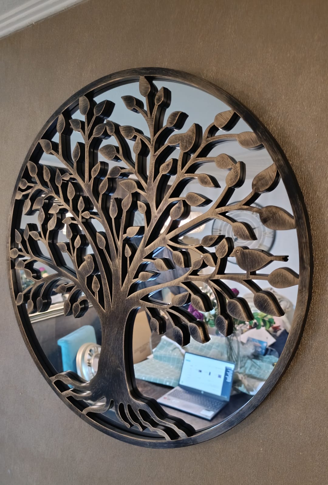 ESPEJO REDONDO ARBOL DE LA VIDA 65X65 CM - 3