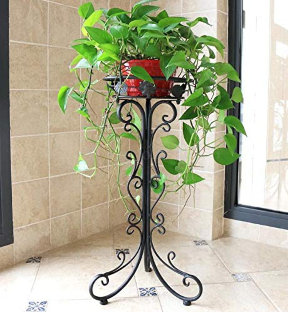 PEDESTAL MACETA METALICO NEGRO 75 CM (METAL ALTA CALIDAD) - 3