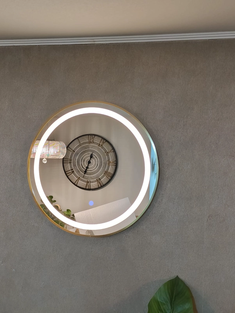 ESPEJO LED CON TOUCH 60 CM Ø MARCO METAL CEPILLADO - 1