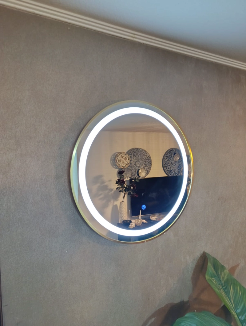 ESPEJO LED CON TOUCH 60 CM Ø MARCO METAL CEPILLADO - 3