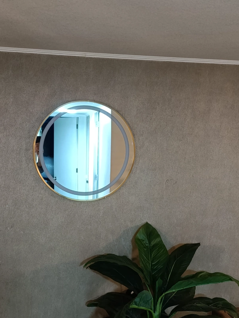 ESPEJO LED CON TOUCH 60 CM Ø MARCO METAL CEPILLADO - 4