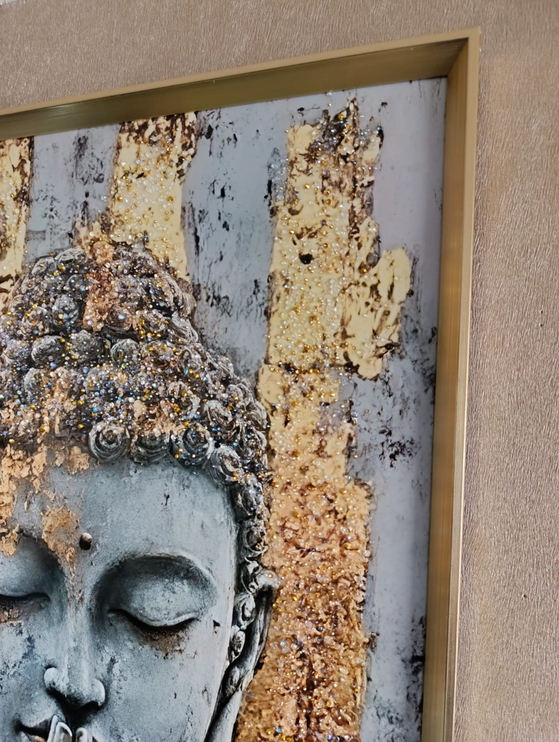 CUADRO BUDA MEDITA, PINTURA DIAMOND, MARCO DORADO 110X60X3CM - 2