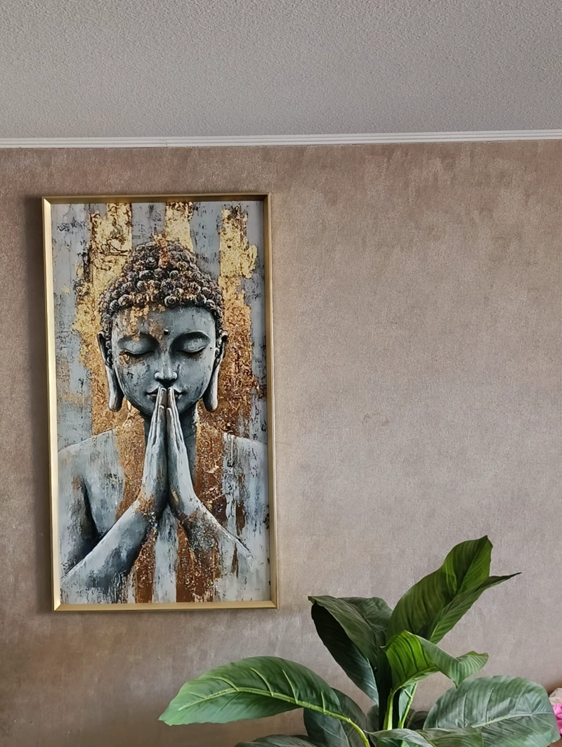 CUADRO BUDA MEDITA, PINTURA DIAMOND, MARCO DORADO 110X60X3CM - 3