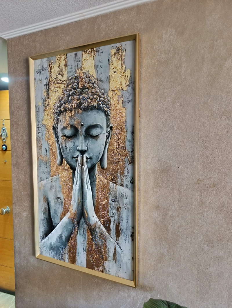 CUADRO BUDA MEDITA, PINTURA DIAMOND, MARCO DORADO 110X60X3CM - 4