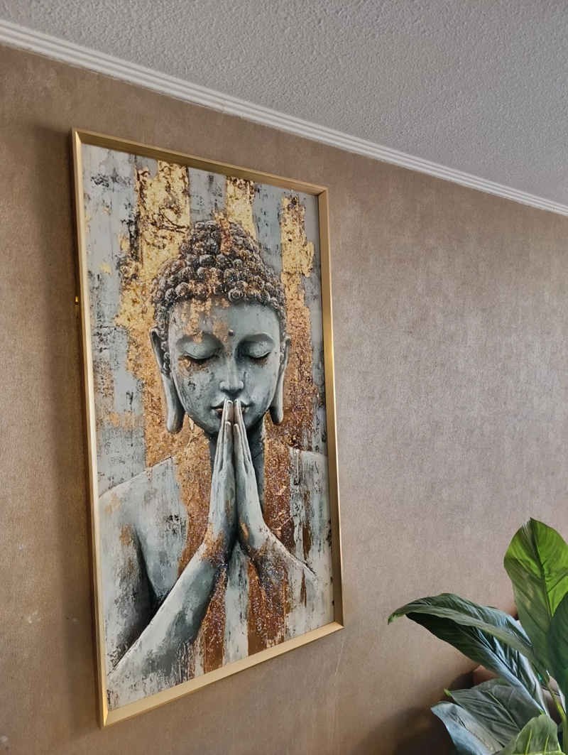 CUADRO BUDA MEDITA, PINTURA DIAMOND, MARCO DORADO 110X60X3CM - 6