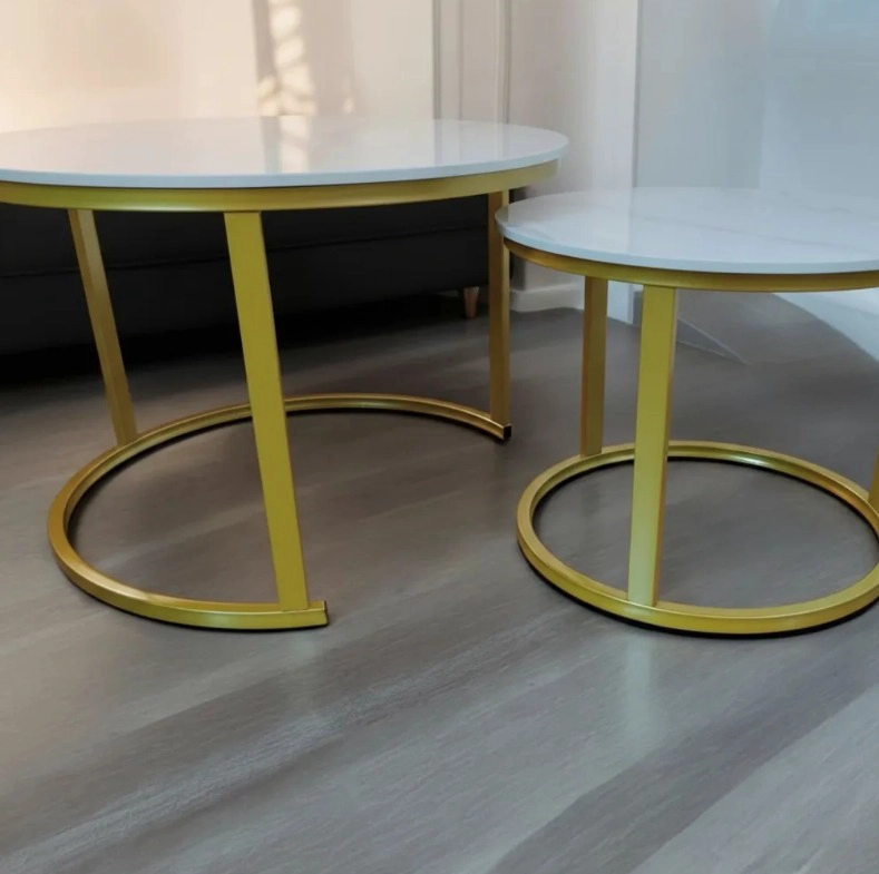 SET MESAS TIPO NIDO, METAL, CUBIERTA SIMIL MARMOL 70 Y 50CM - 5
