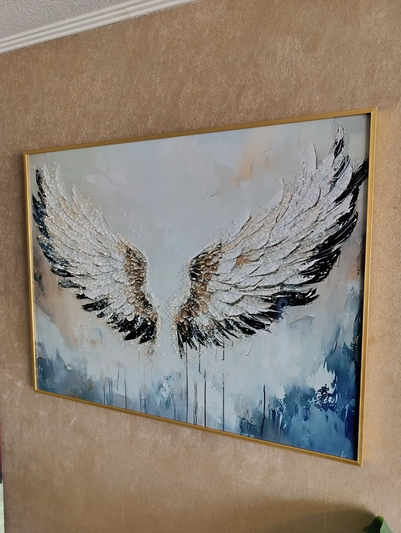 CUADRO ALAS DE ANGEL DIAMANTE, MARCO DORADO 90X70X3CM - 3