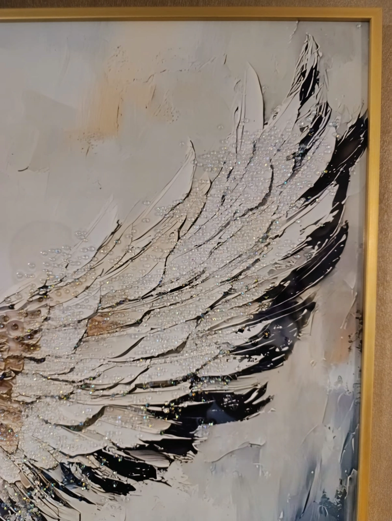 CUADRO ALAS DE ANGEL DIAMANTE, MARCO DORADO 90X70X3CM - 6
