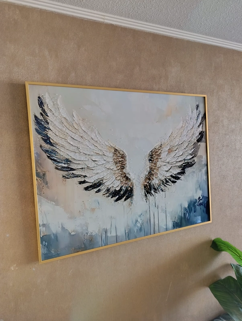 CUADRO ALAS DE ANGEL DIAMANTE, MARCO DORADO 90X70X3CM - 8