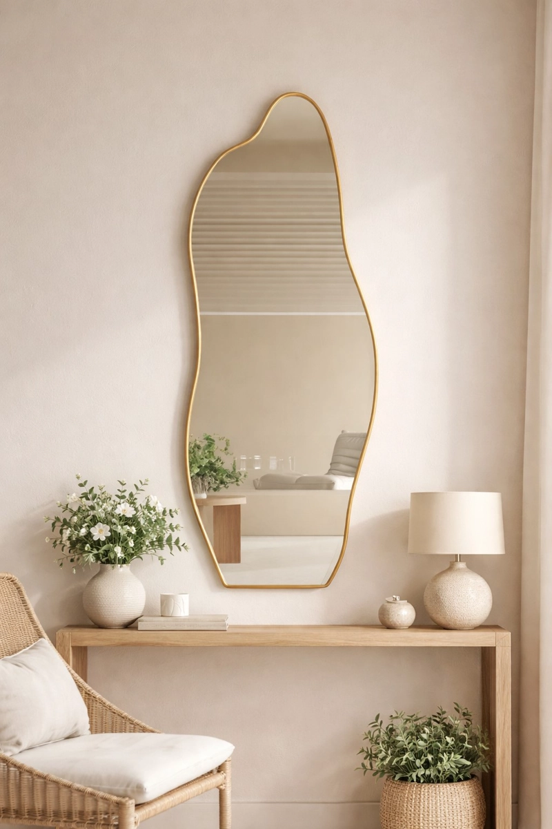 ESPEJO ASIMETRICO DE MURO DORADO/NEGRO 100X38 CM - 1