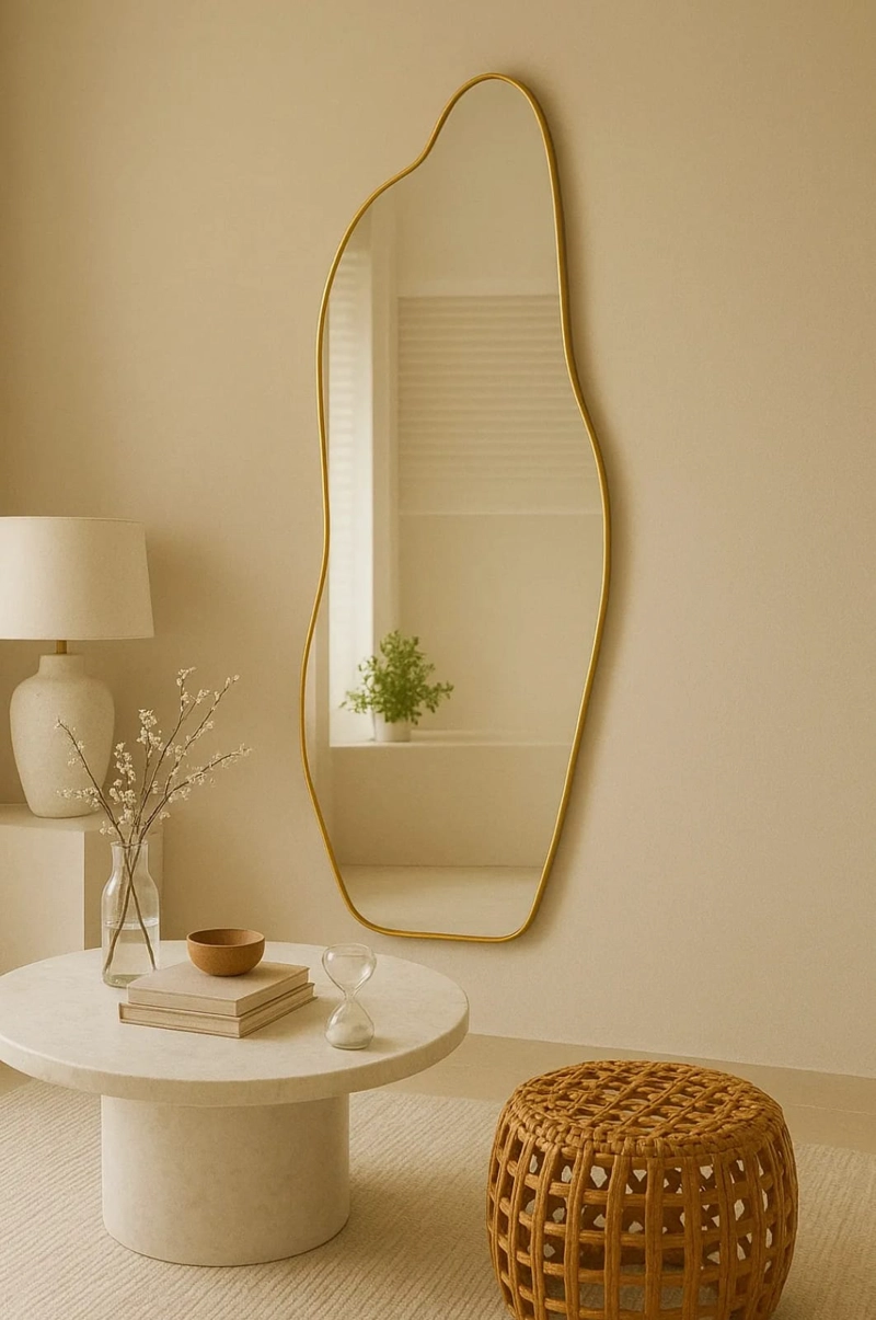 ESPEJO ASIMETRICO DE MURO DORADO/NEGRO 100X38 CM - 2