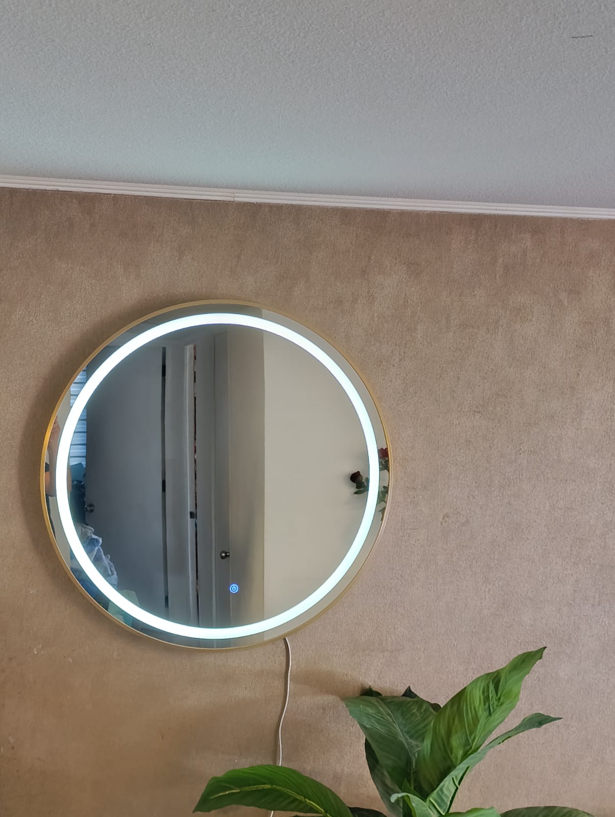 ESPEJO TOUCH LED REDONDO 80 CM DIAMETRO Ø MARCO METAL CEPILLADO COLORES DORADO Y NEGRO - 3