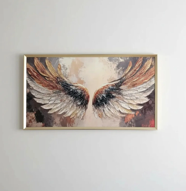 CUADRO ALAS DE ANGEL DIAMANTE, MARCO DORADO 110X60X3CM - 2