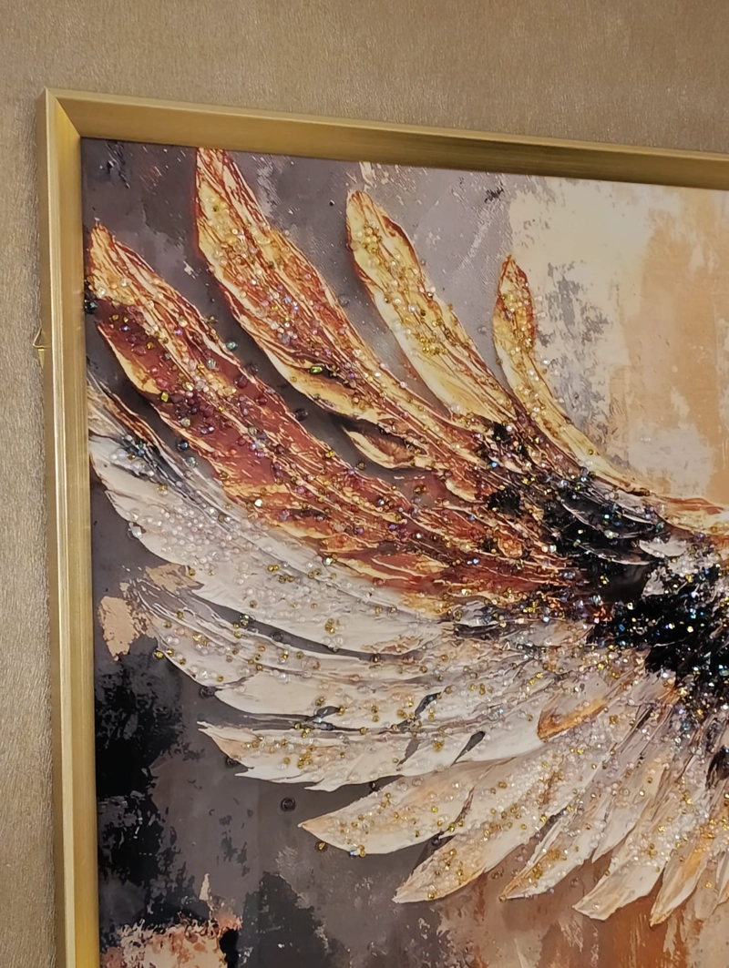 CUADRO ALAS DE ANGEL DIAMANTE, MARCO DORADO 110X60X3CM - 7