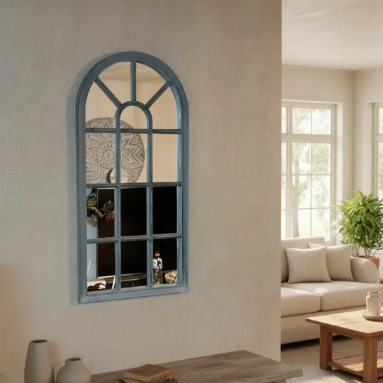 ESPEJO FORMA VENTANA, GRIS ENVEJECIDO 70 X 35 CM - 1
