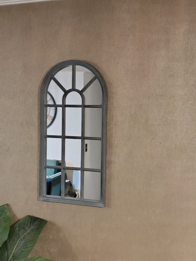 ESPEJO FORMA VENTANA, GRIS ENVEJECIDO 70 X 35 CM - 2