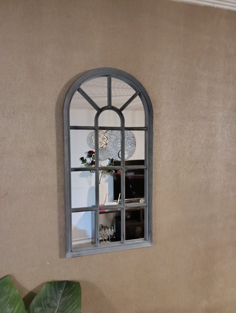 ESPEJO FORMA VENTANA, GRIS ENVEJECIDO 70 X 35 CM - 4