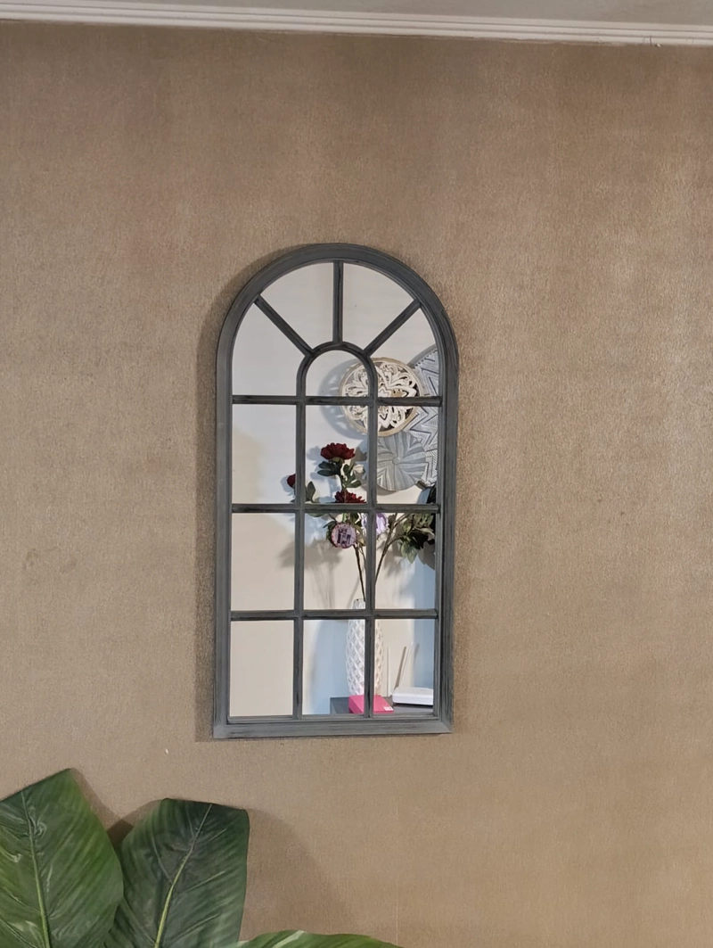 ESPEJO FORMA VENTANA, GRIS ENVEJECIDO 70 X 35 CM - 5
