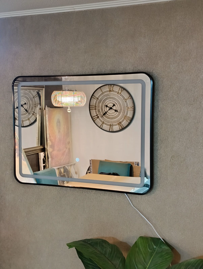 ESPEJO LED RECTANGULAR HORIZONTAL TOUCH 3 TONOS LUZ 80X60 MARCO  NEGRO - 3