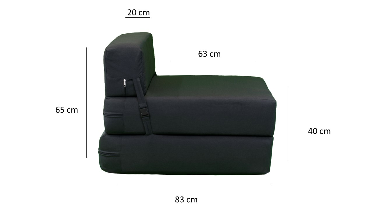 SOFÁ GAEX ESPUMA LINO NEGRO CAMA - 6