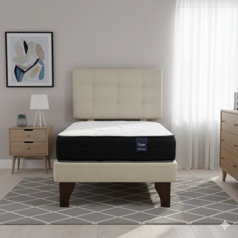 CAMA EUROPEA 1 PLAZA 190 RESPALDO GINEBRA - 1