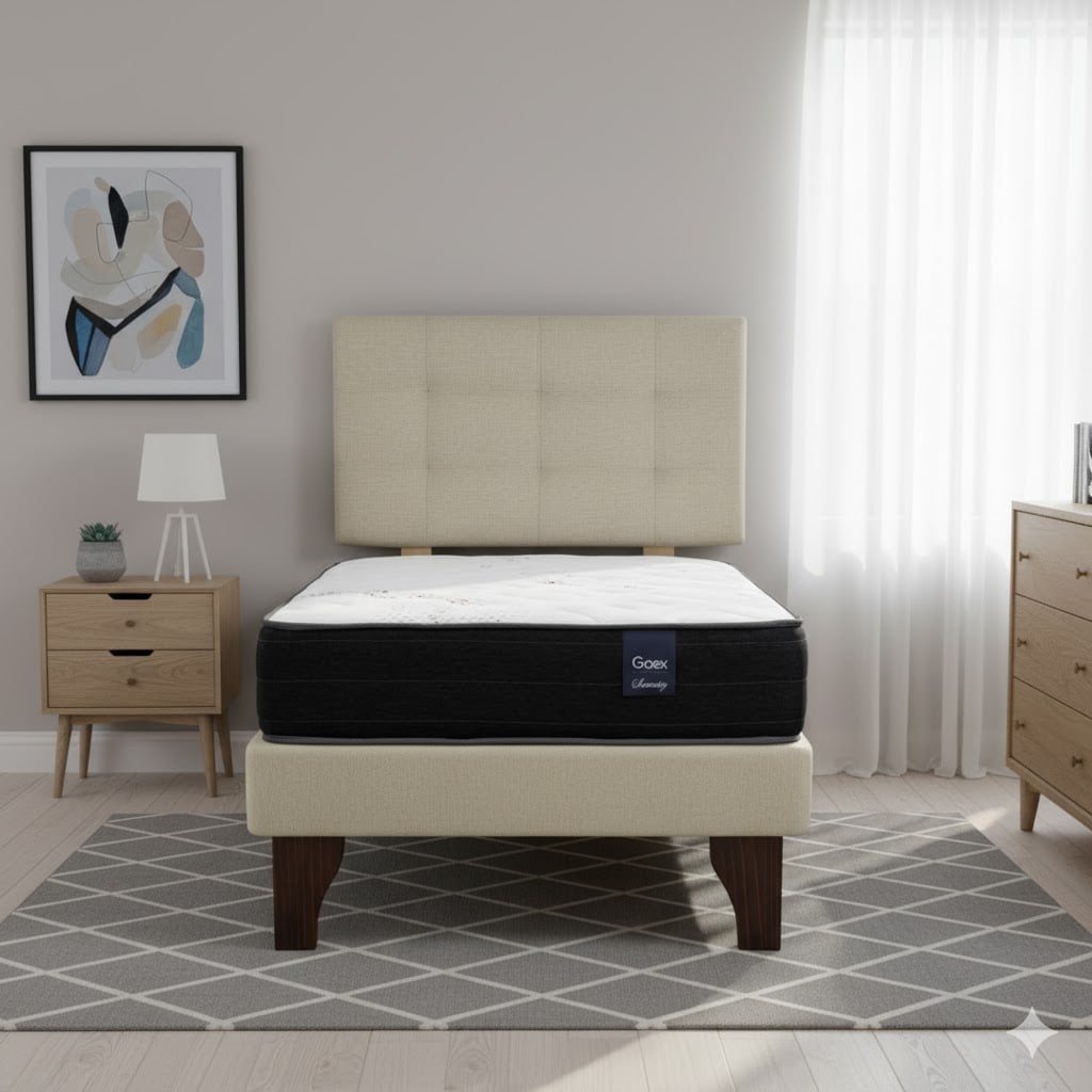 CAMA EUROPEA 1.5 PLAZA 190 RESPALDO GINEBRA - 1