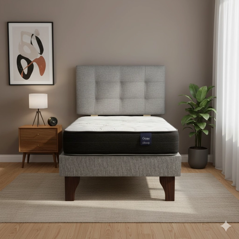 CAMA EUROPEA 1.5 PLAZA 190 RESPALDO GINEBRA - 1