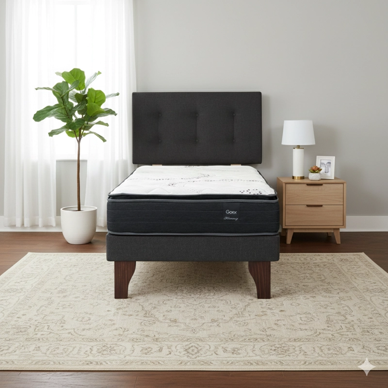 CAMA EUROPEA 1 PLAZA 190 PLUS RESPALDO BERNA - 1