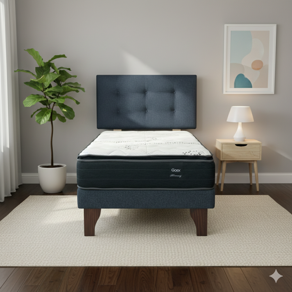 CAMA EUROPEA 1 PLAZA 190 PLUS RESPALDO BERNA - 1