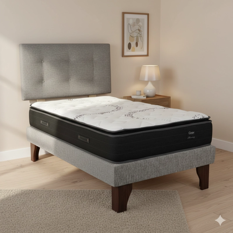 CAMA EUROPEA 1 PLAZA 190 PLUS RESPALDO BERNA - 1