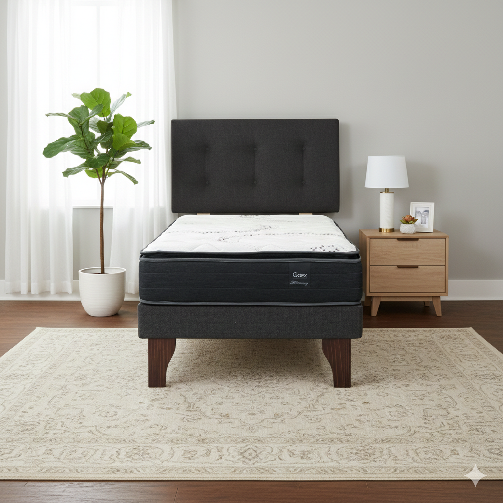 CAMA EUROPEA 1.5 PLAZA 190 PLUS RESPALDO BERNA - 1