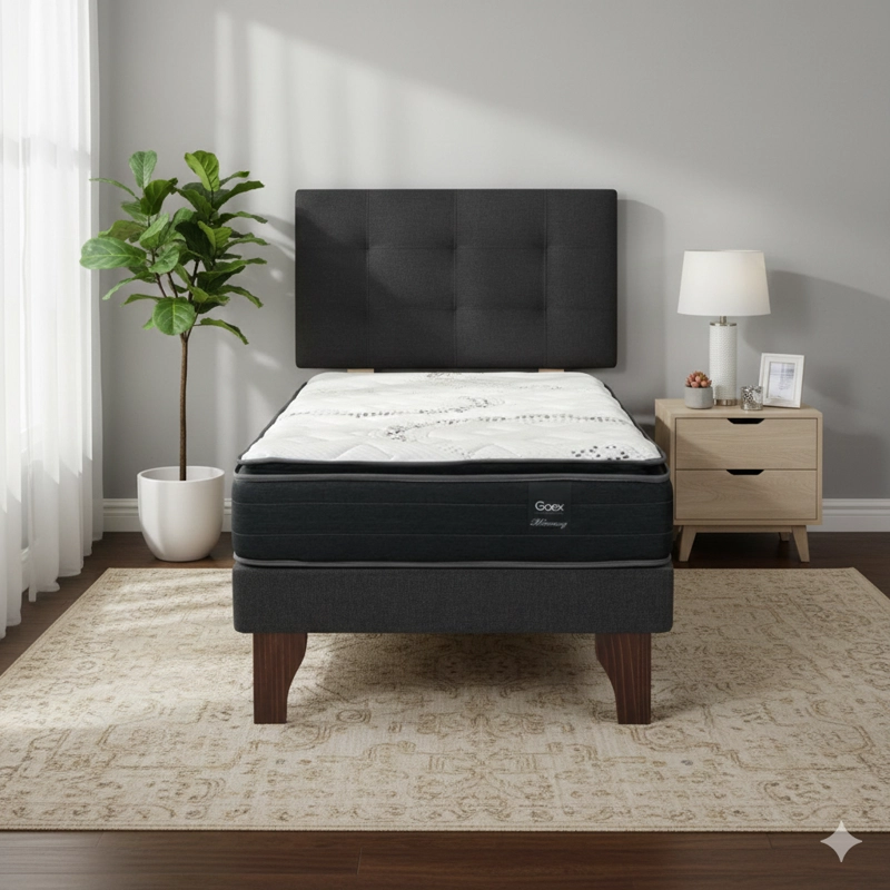 CAMA EUROPEA 1.5 PLAZA 190 PLUS RESPALDO GINEBRA - 1