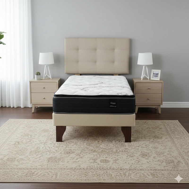 CAMA EUROPEA 1 PLAZA 200 PLUS RESPALDO GINEBRA - 1