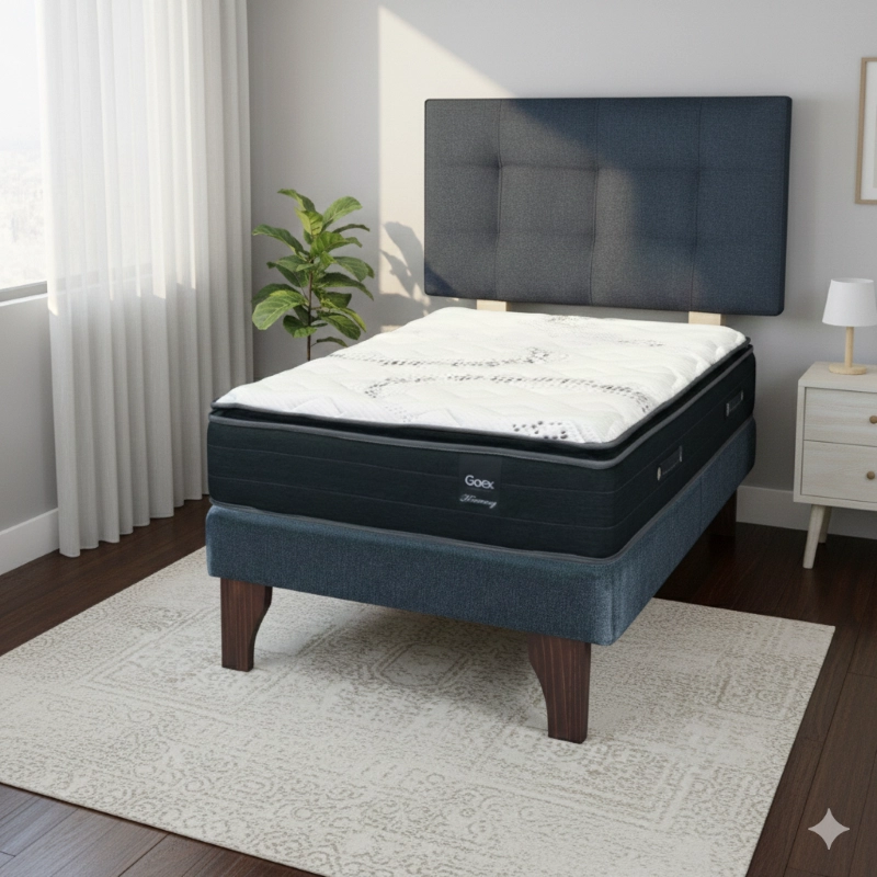 CAMA EUROPEA 1.5 PLAZA 190 PLUS RESPALDO GINEBRA - 1
