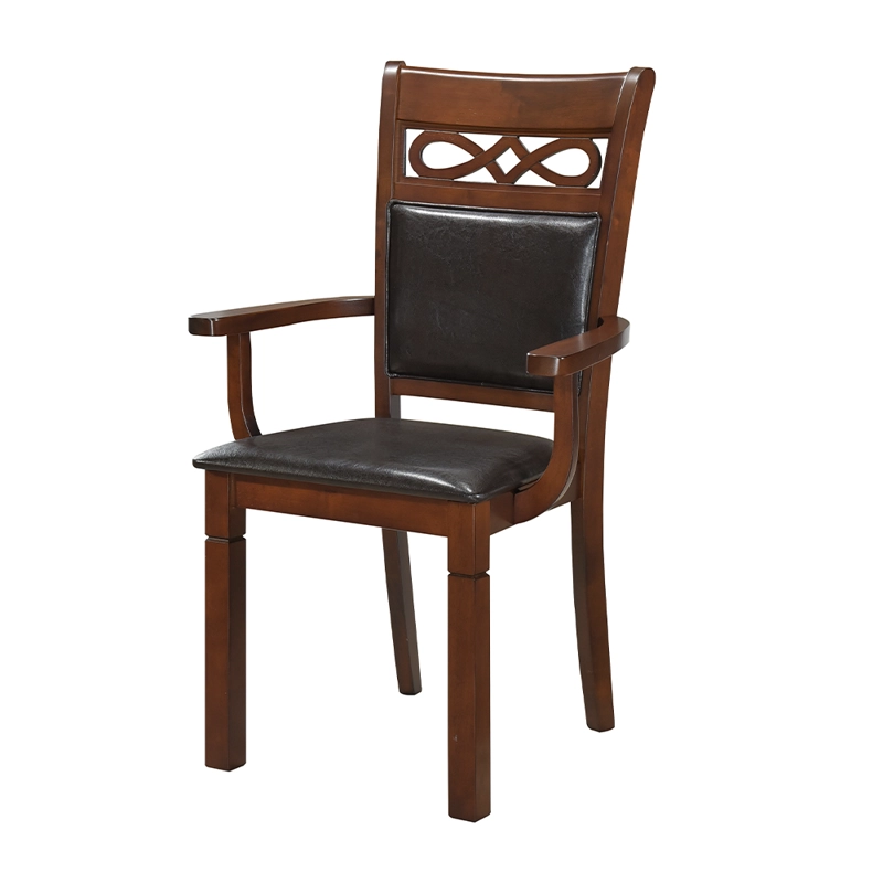 JUEGO DE COMEDOR 6 SILLAS 2 SITIALES MADERA (180x90x76cm) ECOCUERO CAFÉ CAPRI 8 PUESTOS - 4