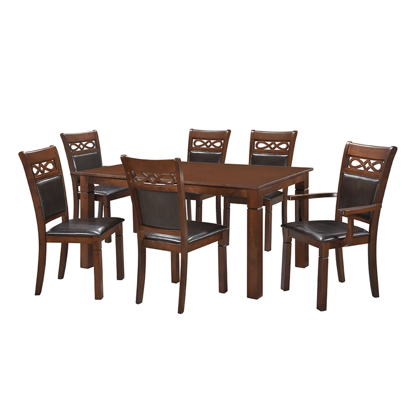 JUEGO DE COMEDOR 4 SILLAS 2 SITIALES MADERA (160x90x76cm) ECOCUERO CAFÉ. CAPRI 6 PUESTOS - 2