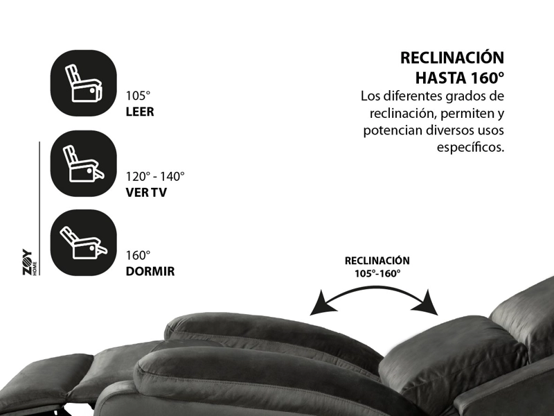 SILLÓN BERGERE RECLINABLE TELA CAFÉ. DAKAR - 8