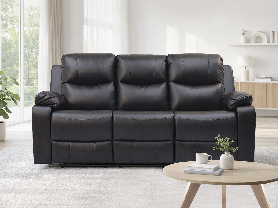 RECLINABLE 3 CUERPOS TABUK PU CAFE  CON POSAVASOS - 1