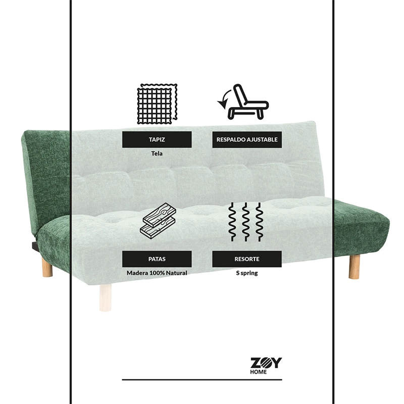 FUTON VARKALA TELA VERDE - 10