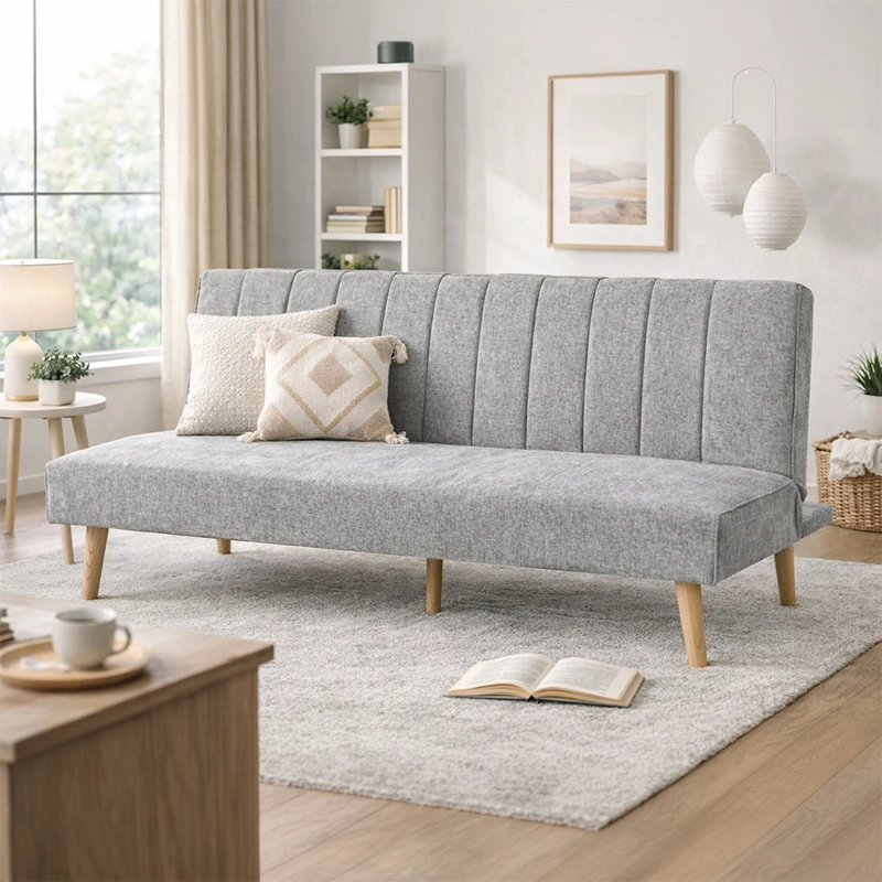 FUTON RAILAY TELA GRIS - 1
