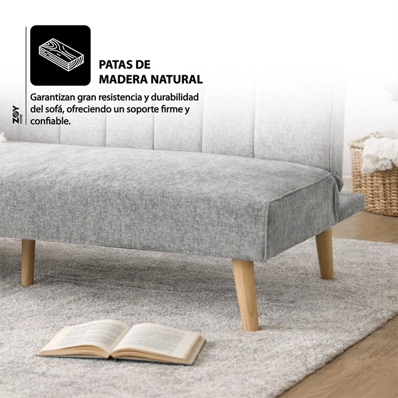FUTON RAILAY TELA GRIS - 5