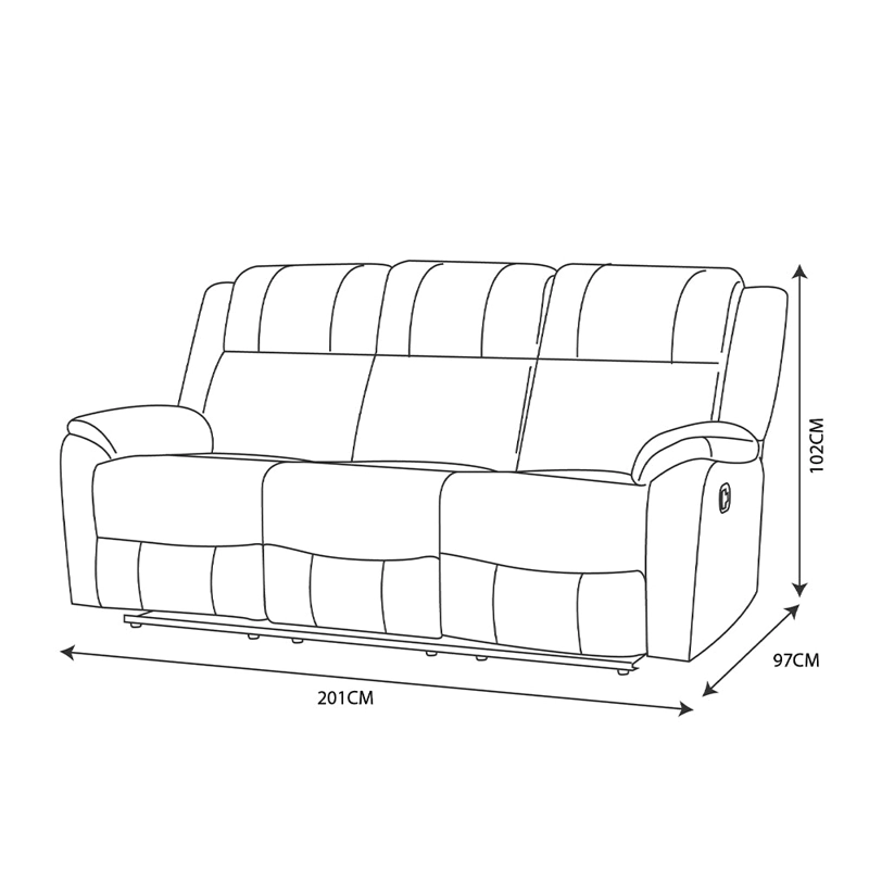 SOFA RECLINABLE 3 CUERPOS (3C) CON CONSOLA CENTRAL Y POSAVASOS TELA CAFE . TABUK - 4