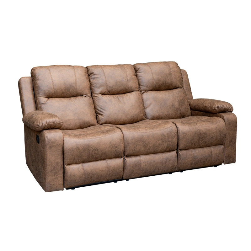 SOFA RECLINABLE 3 CUERPOS (3C) CON CONSOLA CENTRAL Y POSAVASOS TELA CAFE . TABUK - 6