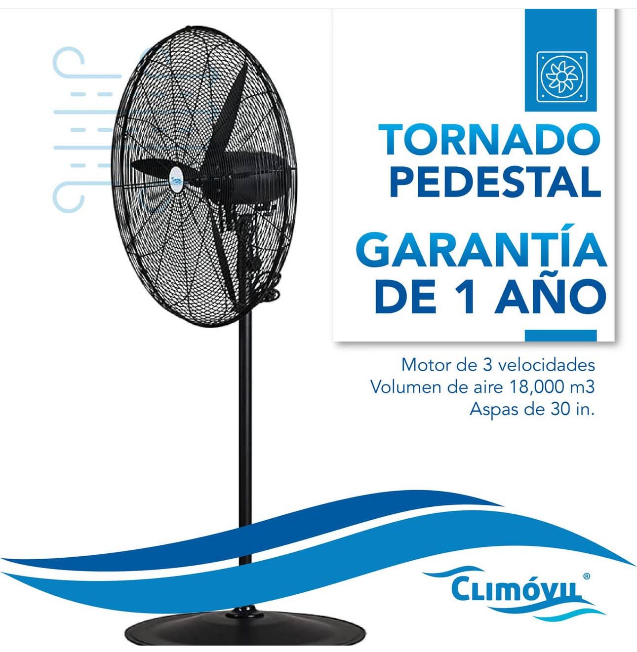 VENTILADOR INDUSTRIAL DE PEDESTAL. MODELO TORNADO DE 30 PULGADAS. FLUJO DE AIRE 18.120 M3/H - 2