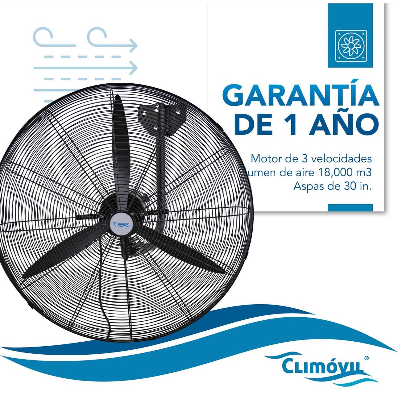 VENTILADOR INDUSTRIAL DE PARED, MODELO TORNADO DE 30 PULGADAS. FLUJO DE AIRE 18.120 M3/H - 2