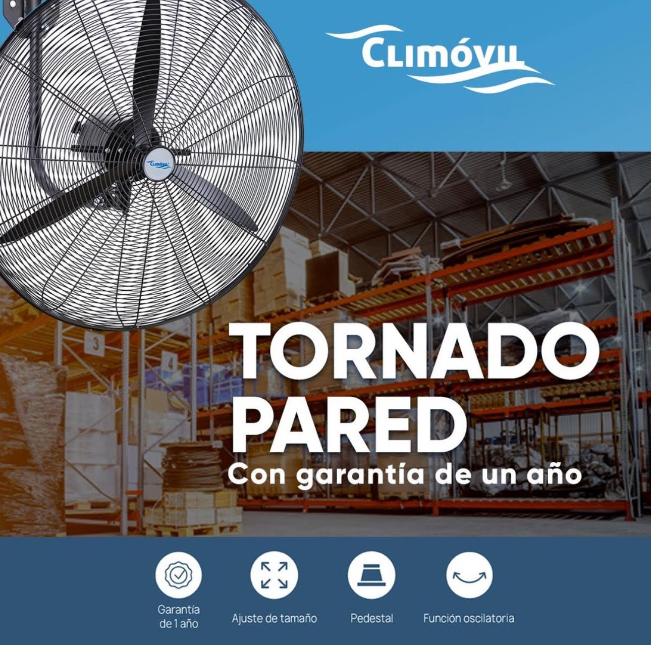 VENTILADOR INDUSTRIAL DE PARED, MODELO TORNADO DE 30 PULGADAS. FLUJO DE AIRE 18.120 M3/H - 5