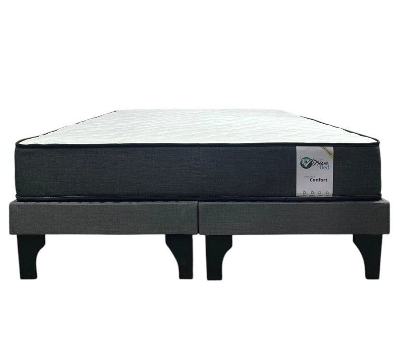 CAMA DREAMBED 2 PLAZAS EUROPEA CAPITONEADO GRIS - 2
