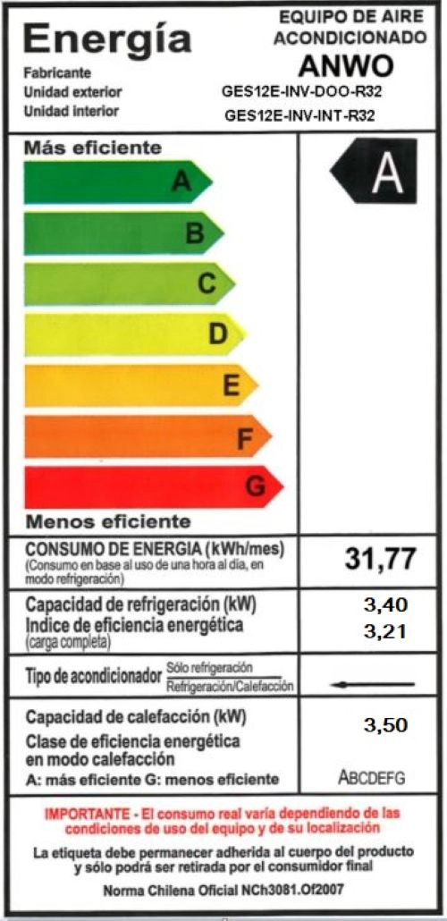 AIRE ACONDICIONADO SPLIT MURO INVERTER ANWO INFINITY 12.000 BTU - 3